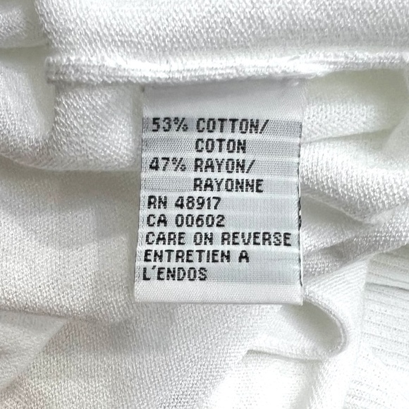CALVIN KLEIN WHITE COTTON/RAYON LONG OPEN RIBBED SHAWL COLLAR CARDIGAN - Picture 13 of 16
